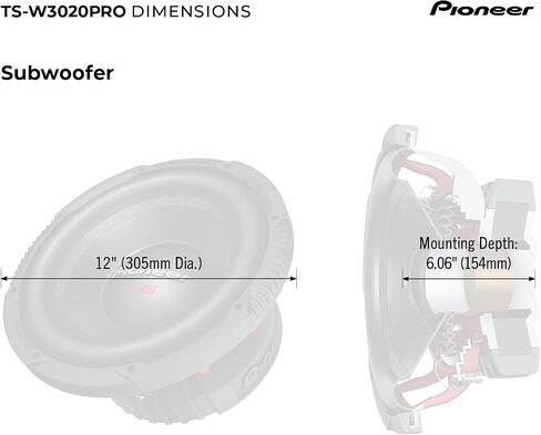 Pioneer TS-W3020PRO, Car Audio Speakers, Full Range, Clear Sound Quality, Easy Installation and Enhanced Bass Response, 12" Speakers in Saudi Arabia