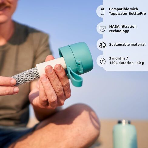 Tappwater BottlePro Adventure - Stainless Steel Water Bottle with Filter for Travel and Sports, filters 100+ unwanted substances. Non-drinking water purifier. Reusable 25oz BPA-free Bottle (Black) in Saudi Arabia