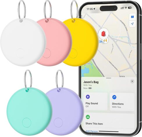 علامات الهواء الذكية Elexa 2025 لـ Apple Find My ، 5 حزمة مقاومة للماء للمفاتيح للمفاتيح ، الأمتعة ، المحفظة ، مكتشف مفتاح iOS مع بطارية قابلة للاستبدال ، هدايا عيد ميلاد المعكرون in Kuwait