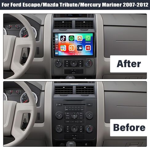[2+64G] Android 13 Car Stereo for Ford Escape 2008-2012/Mazda Tribute 2008-2012 with Apple Carplay&Android Auto,9 Inch Touch Screen Car Radio with GPS WiFi Bluetooth FM/RDS SWC AUX-in+Backup Camera in Saudi Arabia