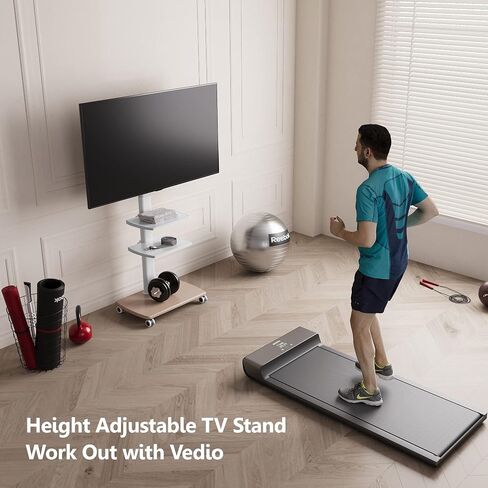 FITUEYES Swivel Rolling TV Stand, Height Adjustable Mobile TV Cart for 32-65 70 Inch TVs, Corner Floor TV Stand for Bedroom, Living Room, Home Office, Kitchen, Black in Saudi Arabia