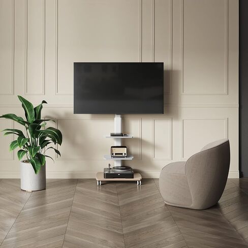 FITUEYES Swivel Rolling TV Stand, Height Adjustable Mobile TV Cart for 32-65 70 Inch TVs, Corner Floor TV Stand for Bedroom, Living Room, Home Office, Kitchen, Black in Saudi Arabia