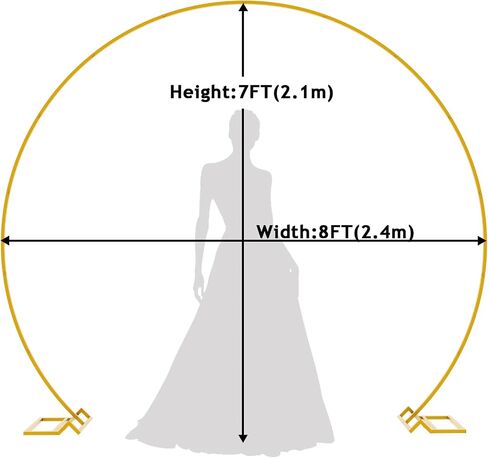 Fomcet 8FT Gold Round Backdrop Stand Circle Balloon Arch Frame Large Metal Wedding Arch for Anniversary Birthday Party Valentine Ceremony Wedding Decorations Thickened Square Tubes in Saudi Arabia