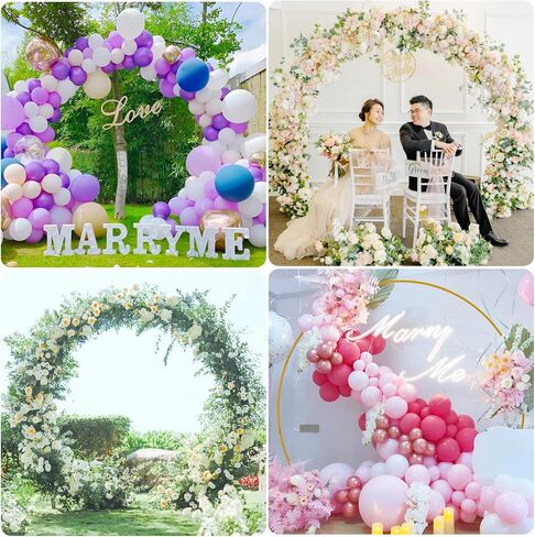 Fomcet 8FT Gold Round Backdrop Stand Circle Balloon Arch Frame Large Metal Wedding Arch for Anniversary Birthday Party Valentine Ceremony Wedding Decorations Thickened Square Tubes in Saudi Arabia