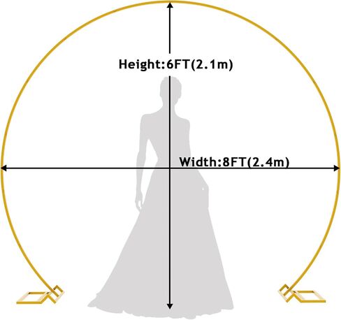 Fomcet 8FT Gold Round Backdrop Stand Circle Balloon Arch Frame Large Metal Wedding Arch for Anniversary Birthday Party Valentine Ceremony Wedding Decorations Thickened Square Tubes in Saudi Arabia