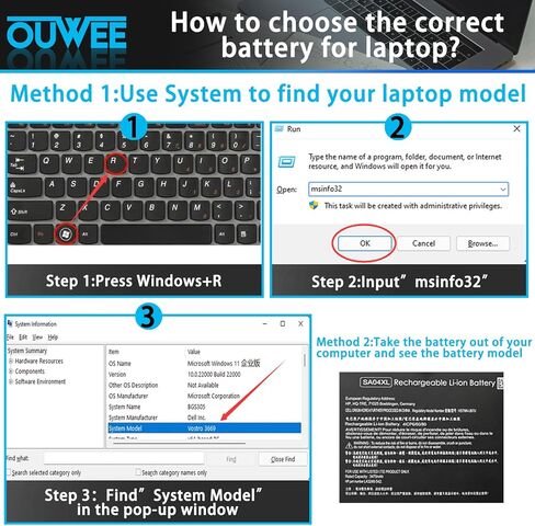 OUWEE SA04XL Laptop Battery Compatible with HP Envy X360 15-DR 15-DR0010TX Series Notebook HSTNN-OB1F HSTNN-OB1G HSTNN-UB7U L43248-541 L43248-AC1 L43248-AC2 L43267-005 SAO4XL 15.12V 55.67Wh in Kuwait