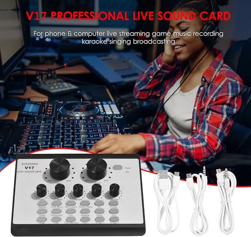 Live Sound Card, V17 Multi Function Sound Board Soundboard for PC Mobile Phone Computer Sound Card for Live Broadcast K Songs Recording Voice Chatting (Yinhing2beo1tu04q-1) in Saudi Arabia