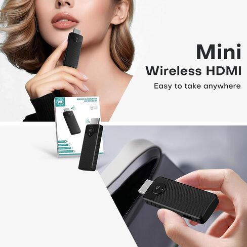 Wireless HDMI for Streaming,Transmitter and Receiver Kit, Built-in Antenna Low-Latency Transmission of 1080P HD Video Streams, 2.4/5.8GHz Dual-Band, Auto Pairing for PC/Laptop/TV/Monitor/Projector in Saudi Arabia