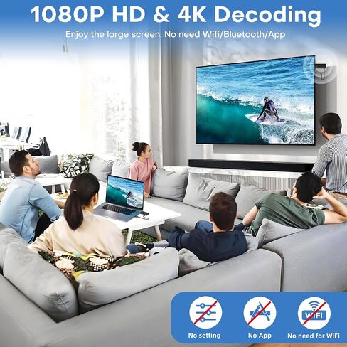 Wireless HDMI for Streaming,Transmitter and Receiver Kit, Built-in Antenna Low-Latency Transmission of 1080P HD Video Streams, 2.4/5.8GHz Dual-Band, Auto Pairing for PC/Laptop/TV/Monitor/Projector in Saudi Arabia