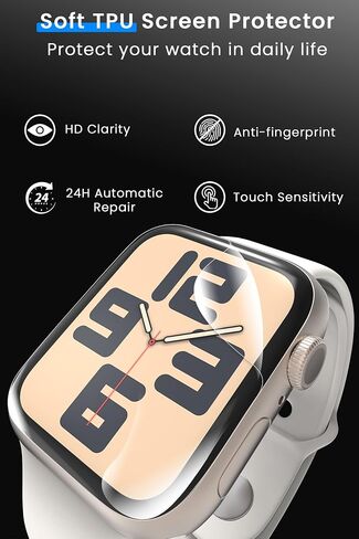 6 Pack Screen Protector for Apple Watch Series 9 8 7 45mm Smartwatch, Self-Healing Flexible TPU Film with Installation Kit, Anti-Scratch HD Clear Soft Film for iWatch 6 5 4 SE SE2nd 44mm in Saudi Arabia