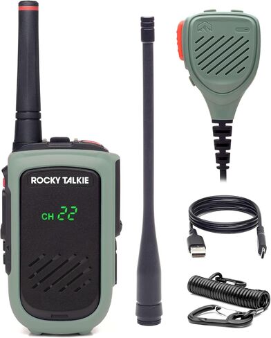 Rocky Talkie Hi-Viz Expedition 5 Watt Radio with Waterproof Hand Mic - GMRS Radio with IP67 Waterproofing, Long Range Walkie Talkie, NOAA Weather Alerts, 5 Day Battery Life, 2 Pack in Saudi Arabia