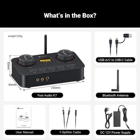 FOSI Audio K7 DAC سماعة الرأس AMP ، 2RCA إلى 2RCA كابل 0.9 قدم لمساحة العمل والألعاب PS5 in Saudi Arabia