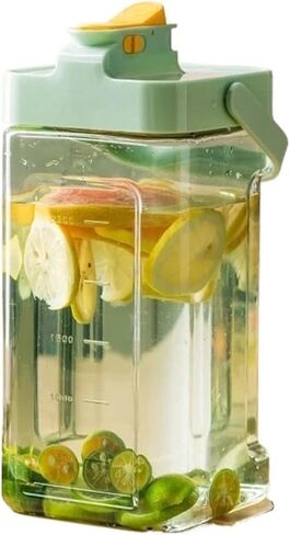 Refrigerator Water Kettle Large Iced Beverage Dispenser Capacity Cold Water Bottle with Faucet Fruit Tea Bucket Drinkware(3.5L-Green) in Saudi Arabia