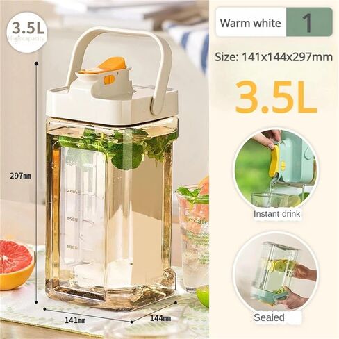 Refrigerator Water Kettle Large Iced Beverage Dispenser Capacity Cold Water Bottle with Faucet Fruit Tea Bucket Drinkware(3.5L-Green) in Saudi Arabia