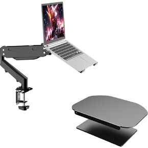 Pholiten Laptop Desk Mount with Gas Spring Arm+Steel Bracket Plate Reinforcement for Glass Desk