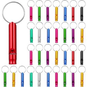 100 PCS Emergency Whistles with Keychain - Mini Emergency Whistle Assorted Color, Aluminum Alloy Survival Whistle with Key Ring for Outdoor Camping Hiking Hunting Fishing PE Classes Dog Training