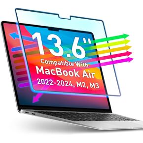 واقي شاشة الضوء الأزرق القابل للإزالة متوافق مع جهاز MacBook Air 13.6 "2022 ، 2023 ، 2024 ، M2 ، M3 |