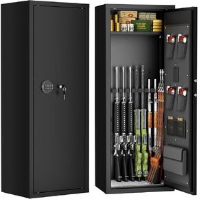 INTERGREAT 12-15 Rifle Gun Safe, Gun Safes for Home Rifle and Pistols, Digtal Keypad Rifle Safes for Home with 3 Removable Gun Racks and 4 Pistol Storage Pockets, Alarm System, Anti-Tip Design