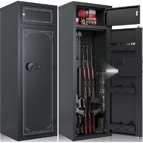 Kaer Gun Safe للبنادق والمسدسات 10-12 بندقية آمنة متعددة الوظيفية خزائن بنادق مضادة للسرقة للبنادق للبنادق القابلة للإزالة رفوف البنادق للمنزل مع أرفف قابلة للتعديل