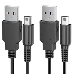 Zoye 2PCS USB Cable Cable Cable لـ Nintendo DSI/3DS/3DS XL/NEW 3DS/NE W 3DS XL/NEW 2DS XL/NEW 2DS/2DS XL/2DS/DSI XL (٪ أسود)