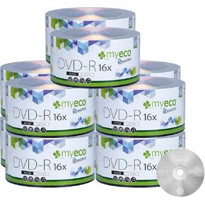 500 Pack MyEco DVD-R 16X 4.7GB/120Min Silver Logo Top Write Once Blank Media Record Disc