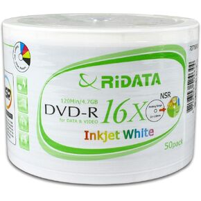 DVD-R 16X White Inkjet Hub Printable - 50-Pack (907OEDRRDA140)
