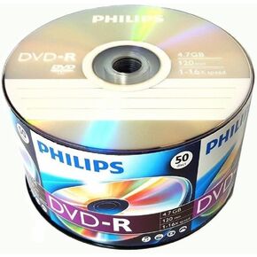 Philips 50 Pack Blank DVD-R DVDR Logo 16X 4.7GB 120min Recordable Media Disc