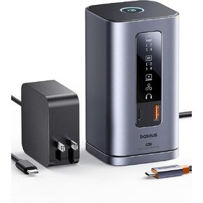 محطة إرساء الكمبيوتر المحمول BASEUS ، 11 في 1 TRIPLE 4K عرض HDMI/DP ، 10 جيجابت في الثانية البيانات السريعة USB A/C ، PD 100W ، Ethernet ، Audio ، USB C محطة الإرساء لنظام التشغيل Windows/Dell/HP/Lenovo/ASUS/ACER/MAC (تضمين شاحن)