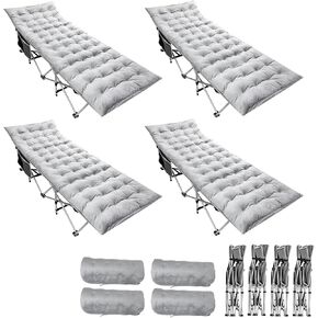 Zento Camping Cot and Mattress Folding Outdoor Travel Bed - Heavy Duty Max Load 450 LBS Premium Quality Cot Bed with Pad for Comfort Sleeping for Travel Home and Anytime Use
