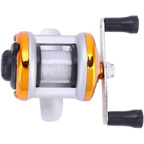 plplaaoo Deukio Portable Winter Ice Fishing Reel Wheel with Wire Outdoor Casting Tackle Smooth Handle Lightweight ABS Nylon Golden Blue 98g