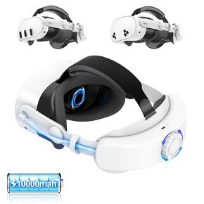 Head Strap with Battery for Meta Quest 3/3S: 10000mAh Elite Strap with Battery Fast Charging for Oculus Quest 3/3S - Replacement Head Strap Accessories - Enhance Comfort and Extend Playtime