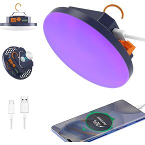 96 LED 395nm UV / 6500K Flashlight Camping Blacklight , 10000mAh Rechargeable, 3000 Lumens, Glow Lights for Party , Bedroom, Stage Lighting, Fluorescent Poster , Dog/Cat Urine , Bed Bug (UV)