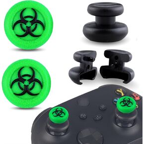 Controller Thumb Grips with 2 Elevated Pads, Silicone Thumbstick Grips 4 Piece Set for Xbox One/Xbox Series X Controller（Green）