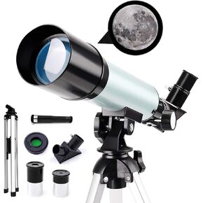 Beginners Astronomical Telescope 50mm Children’s Catadioptric Telescope 90X HD National Geographic Telescope with Tripod+1.5X Barlow Lens+Moon Filter for Students Kids Adults