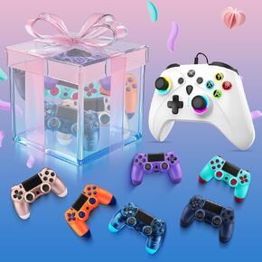 Mystery Blind Box for PS4 Controller,Wireless/Wired Remote Compatible with PS4,PC,TV,Dual Vibration,3.5mm Audio Jack,Wired Gamepad with Turbo/Macro Function Full Original Features (Random Color)