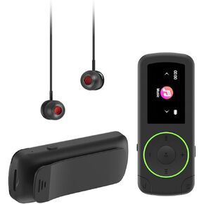 64GB Sport Clip on MP3 Player with Bluetooth- Superlight Music Player with Clip and Earphones, MicroSD Support, A-B Repeat, Shuffle Playback for Running, Cycling, Hiking, Climbing and Yoga