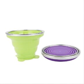 2 PCS Silicone Collapsible Cups, Portable Travel & Camp Mug, Folding Drinking Cup with Lids, Reusable Camping Cup Set