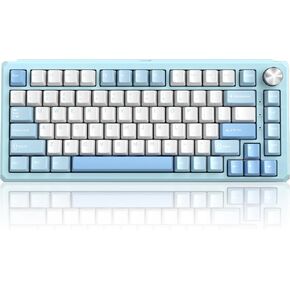 MageGee Captain75 Wireless Mechanical Keyboard, 75% Hot Swappable Creamy Gaming Keyboard with Knob, CNC Aluminium Case, 5-Layer Sound Dampening, RGB Backlit, BT/2.4G/USB-C for Win/Mac(Twilight Purple)
