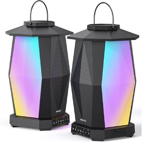 INGA Outdoor Speaker, Bluetooth Wireless Speaker with Lights, Sync up to 100 Speakers, IPX5 Waterproof, 25W, 2 Packs, Portable for Outdoors/Patio/Porch/Pool