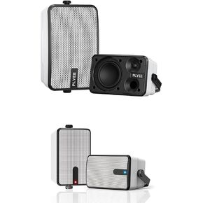 621 & 632 Bundle – Outdoor Bluetooth Speaker Set, Wireless Sync, IPX5 Waterproof, Loud Sound, Wall-Mountable, Ideal for Patio, Porch, Pool, Garage – White