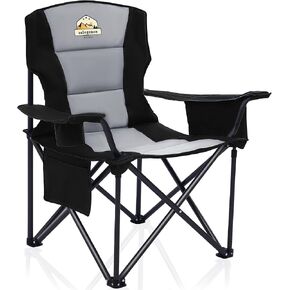 Oversized Camping Chairs 2 Pack - 450lbs Support Heavy Duty Folding Camp Chair Wide Portable Outside Collapsible Chairs with Carry Bag,Cooler,Cup Holder for Outdoor,Lawn,Sports,Baseball,Soccer-Black in Saudi Arabia