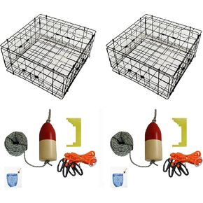 2 حزمة من KUFA VINYL CRAB TRA & Accessory Kit (100 'الحبل الأساسي الرصاص ، الفرجار ، تسخير ، حالة الطعم و 14 "العفو الأحمر/الأبيض) (S60+CAQ3) x2