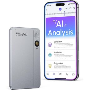 AI Voice Recorder, App Control, Transcribe & Summarize with 71 Pro Templates, Deep AI Analysis, Record Anytime Anywhere for Meetings, Work, Lectures, 112 Languages,Grey