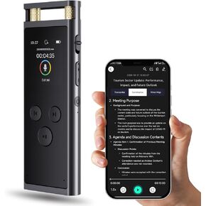 Digital Voice Recorder with APP for Voice-to-Text Transcription, GPT-4o Summary, Mind Mapping, Playback Support, Voice Activation, 64GB Aluminum Alloy Dictaphone, Space Gray – by FoCase Rec