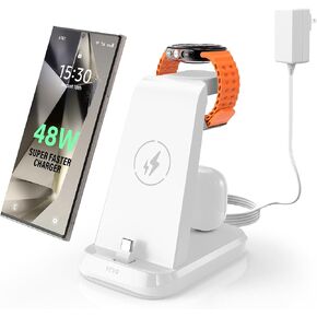 VCVS 36W USB C Super Fast Charging Station for Samsung Phones Watches Earbuds, 3 in 1 Charger for Samsung Galaxy Watch Ultra/7/6/5/4/3, Galaxy S24/S23/S22/21/20,Note20/10,Z Fold/Flip 5/4,USB-C Buds