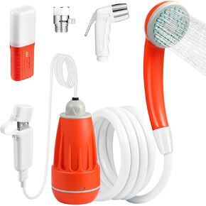 KEDSUM Portable Shower for Camping, 4400mAh Electric Portable Camping Shower with USB C Adapter, Outdoor Camp Pump with LED Camping Light, Multiple Power Supply Methods, for Hiking, Travel, Car, Pet