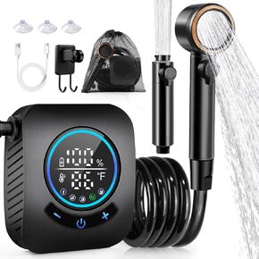 Autopkio Portable Shower ، 8000mAh مضخة دش التخييم القابلة لإعادة الشحن مع 5 أوضاع سرعات ، شاشة LED ، IPX8 مقاومة للماء ، 10 لتر/دقيقة مجموعة دش خارجية للسفر ، والسيارة ، والرياضة ، والمشي لمسافات طويلة ، الشاطئ ، الحيوانات الأليفة ، الحيوانات الأليفة