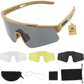 Tactical Eyewear Anti Fog, ANSI Z87.1 Sports Glasses with 3 Interchangeable Lens UV400 Protection Airsoft Goggle