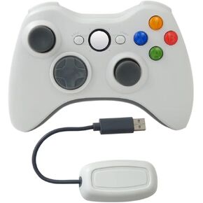 2023 جديد 2.4 جيجا هرتز اللاسلكي وحدة تحكم لجهاز Xbox 360 ، Gamepad Jowstick Remote لـ Xbox 360/Xbox 360 Slim/PC/Windows 7 8 10 مع اهتزاز مزدوج - أبيض