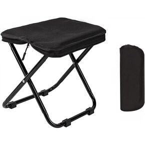 Foldable Stool Portable Pocket Handbag Stool for Adults, Small Camping Stools for Hiking Fishing, Hold Up to 265 LBS Black